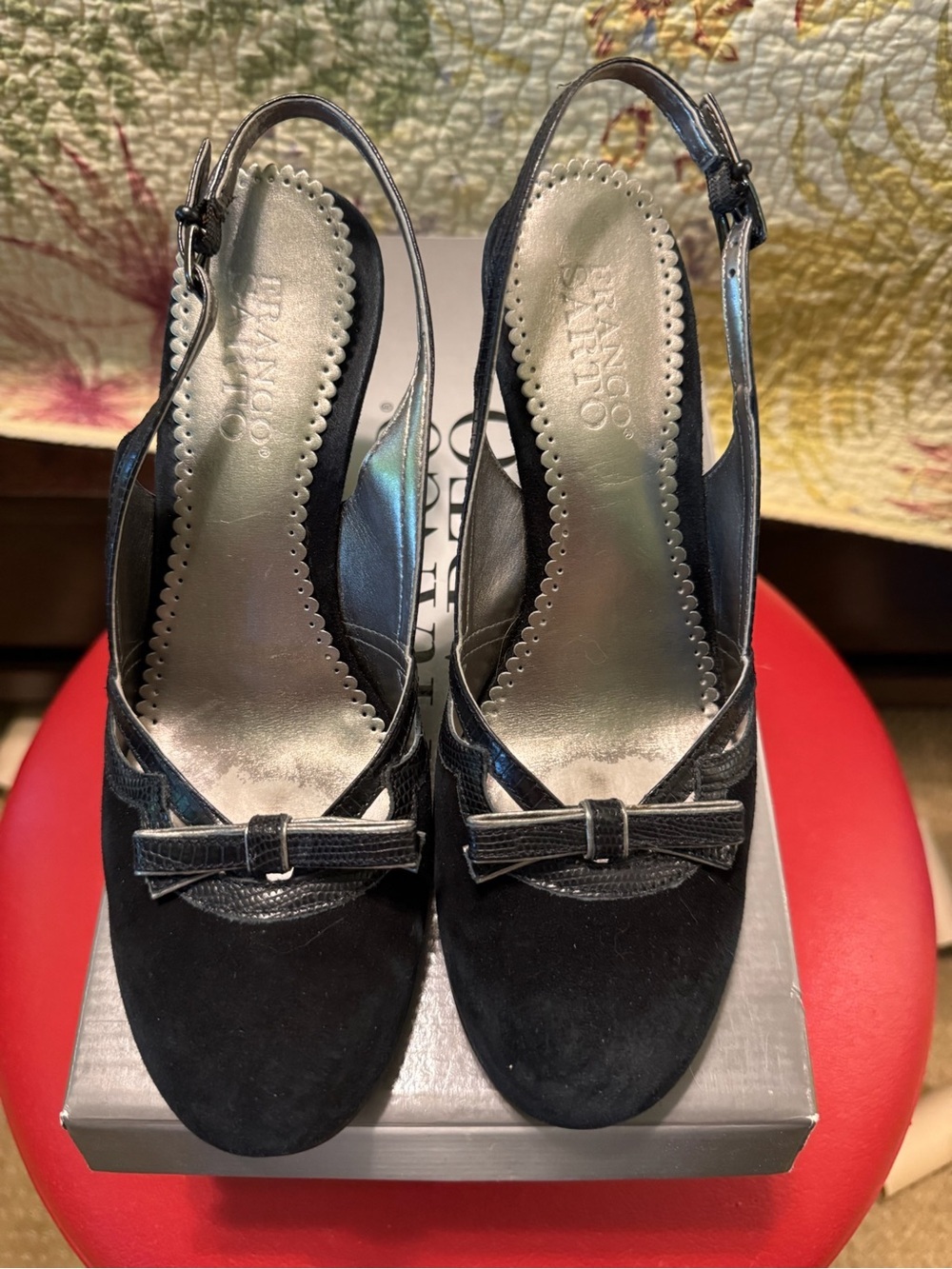 Franco Sarto Black Suede Slingback Pumps 6.5